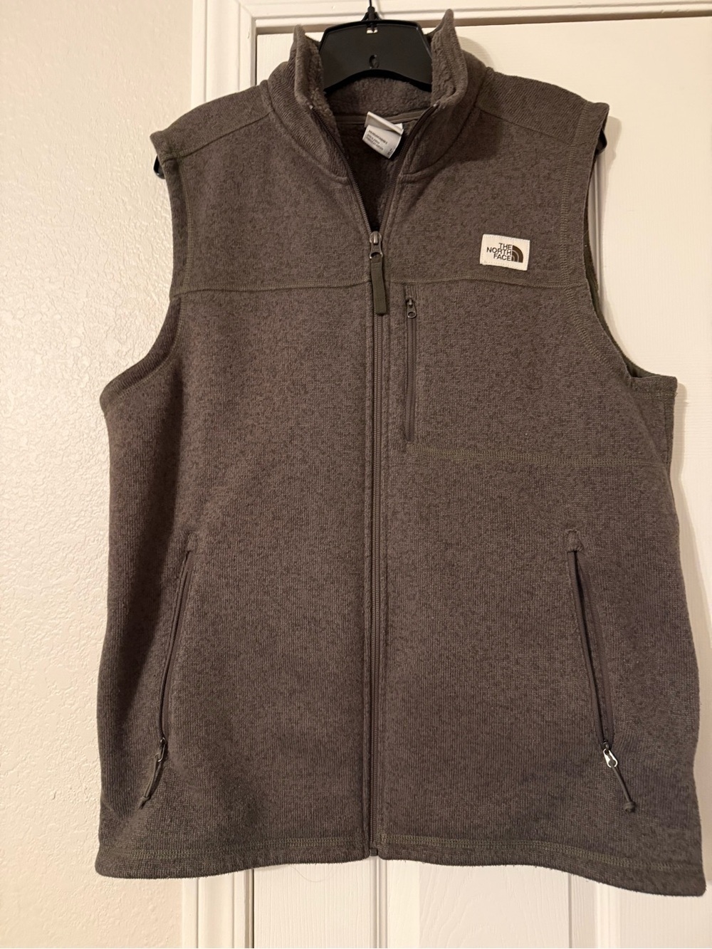 The North Face Charcoal Green Fleece Vest with Zip Pockets